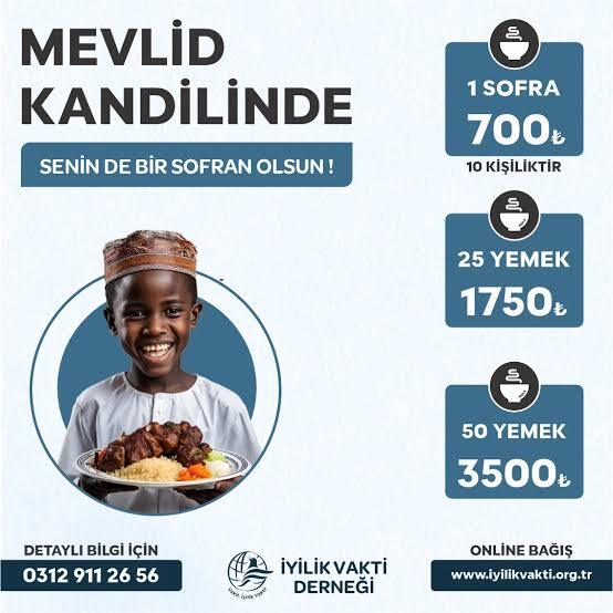 Mevlid kandilinde sofra bağışı